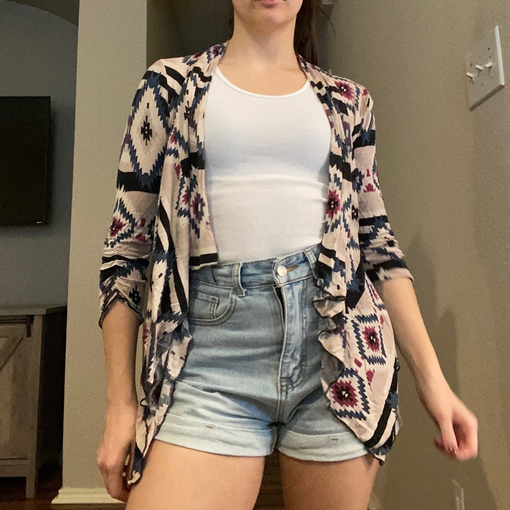 Aztec print cardigan